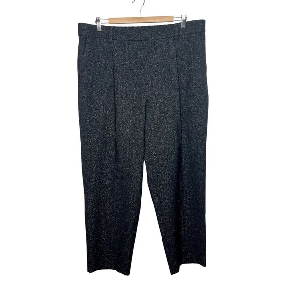 LOFT Pants - LOFT Pleated Metallic Striped Straight Leg Dress Pants Black Womens XL
